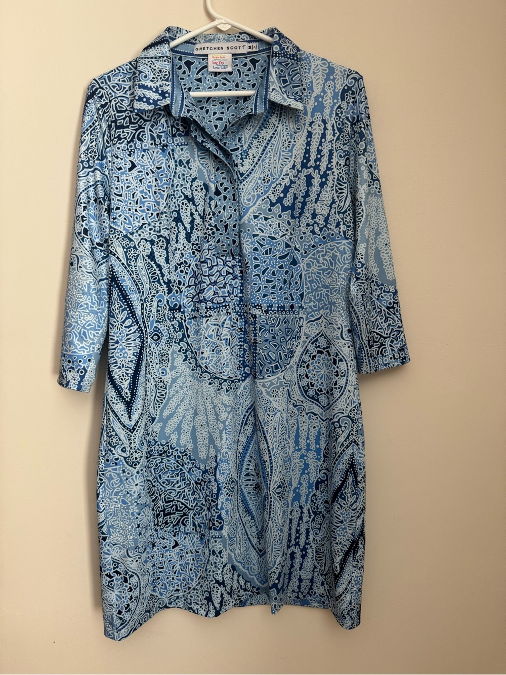 Gretchen Scott Everywhere Dress Women’s Medium Blue Paisley Preppy Shift Dress